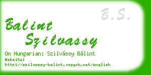 balint szilvassy business card